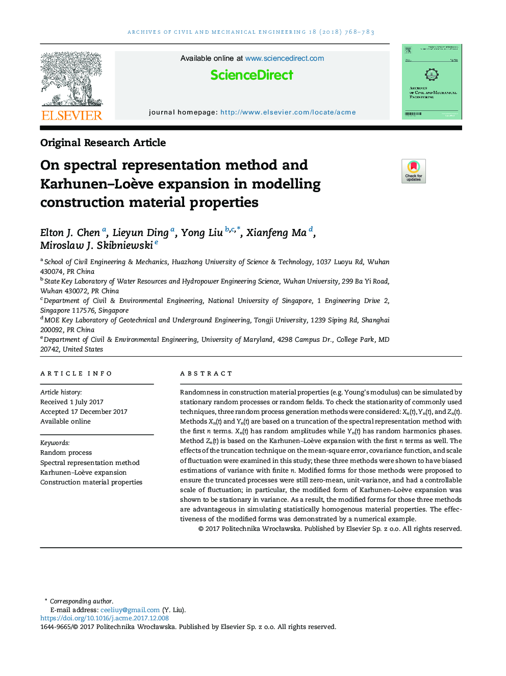 On spectral representation method and Karhunen-LoÃ¨ve expansion in modelling construction material properties