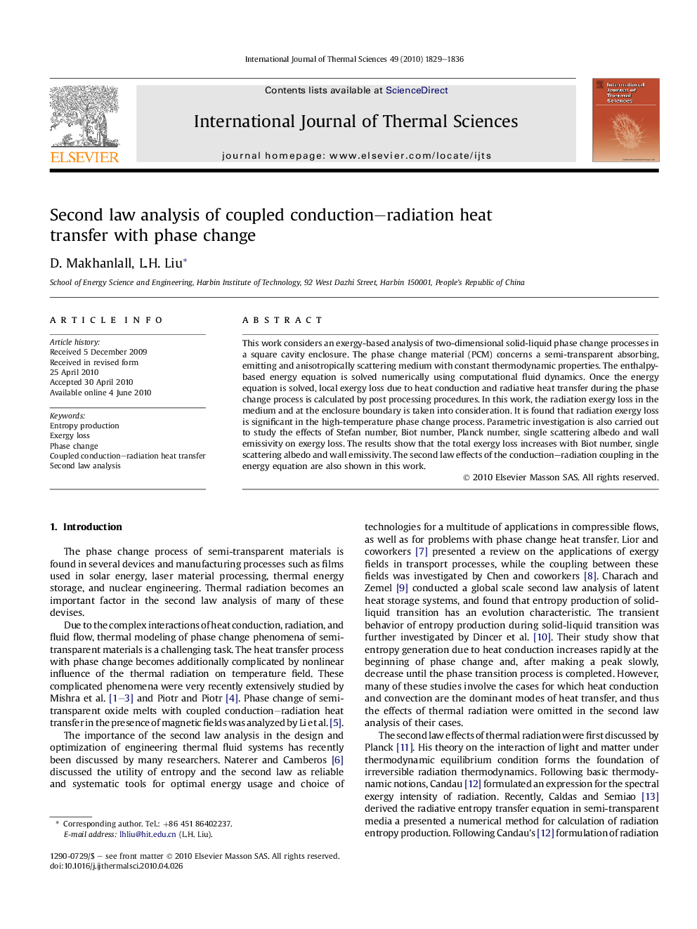 Second law analysis of coupled conduction–radiation heat transfer with phase change