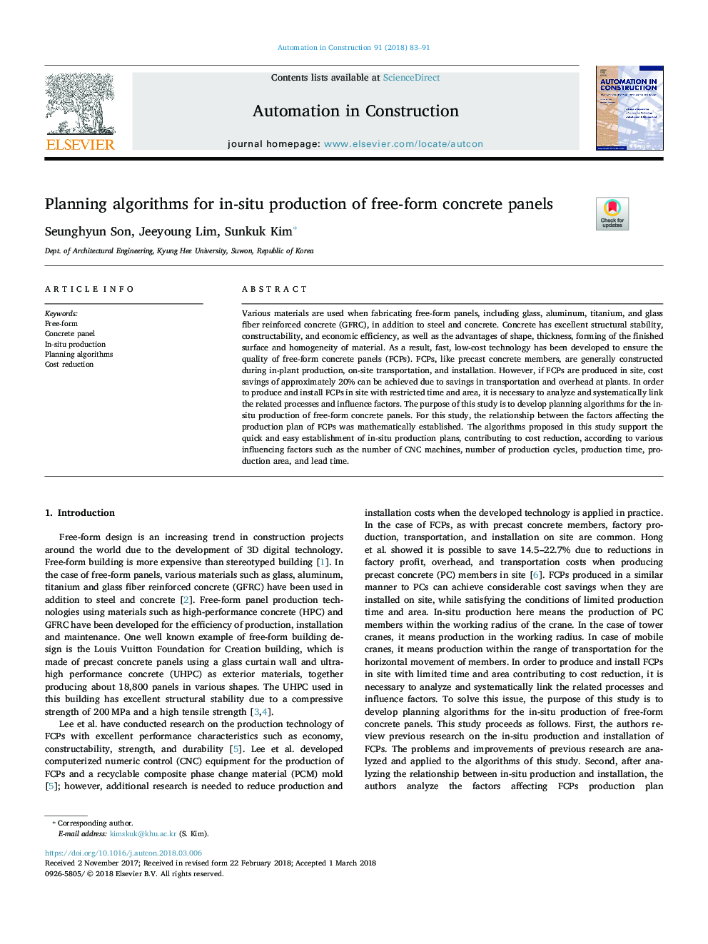 Planning algorithms for in-situ production of free-form concrete panels