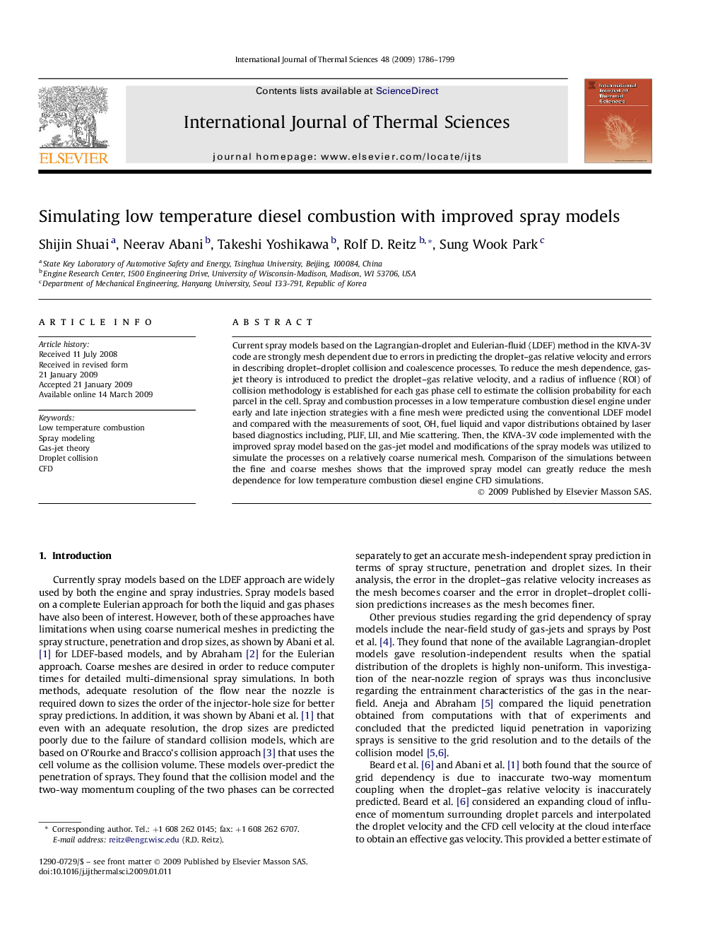 Simulating low temperature diesel combustion with improved spray models