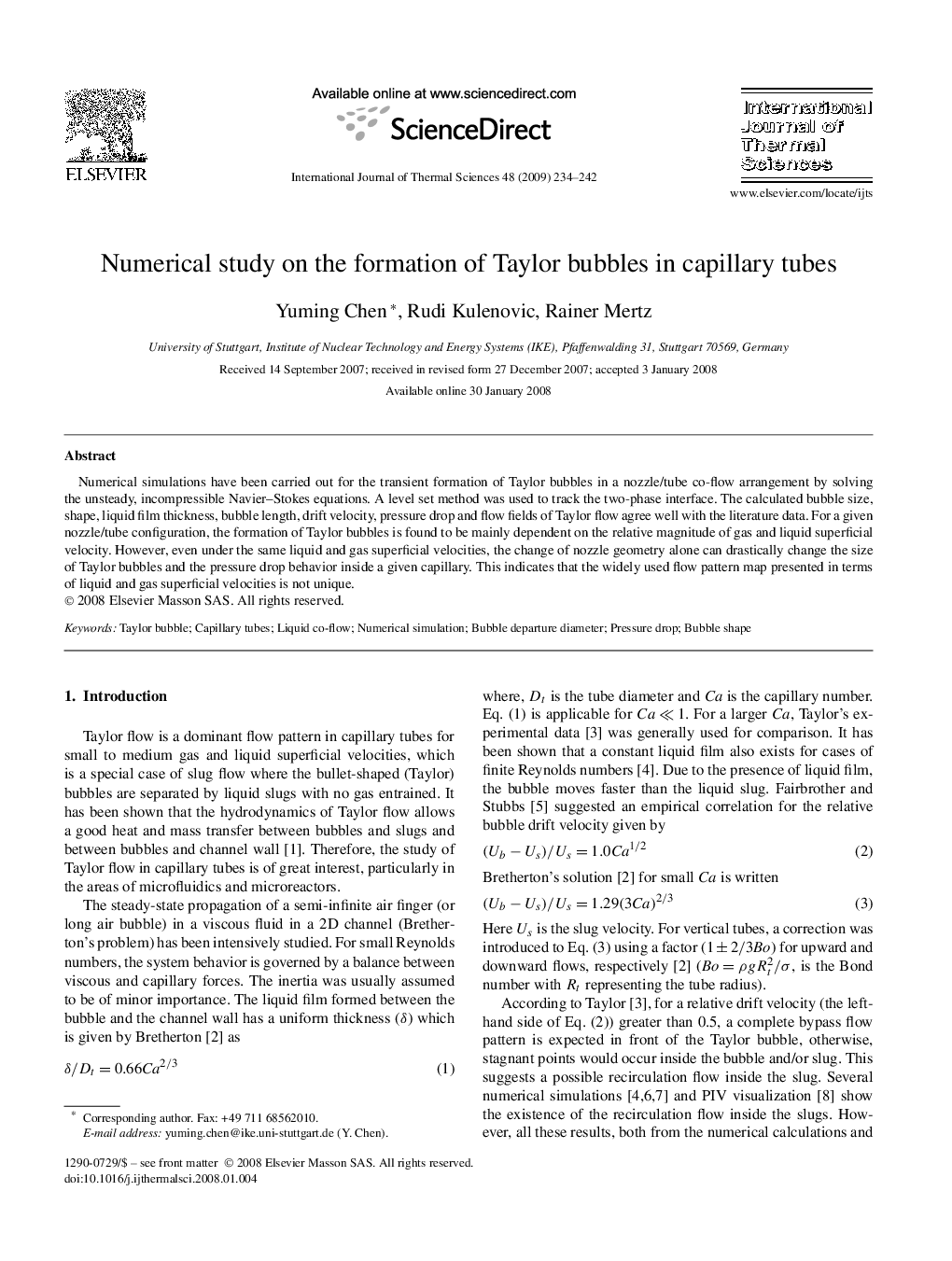 Numerical study on the formation of Taylor bubbles in capillary tubes