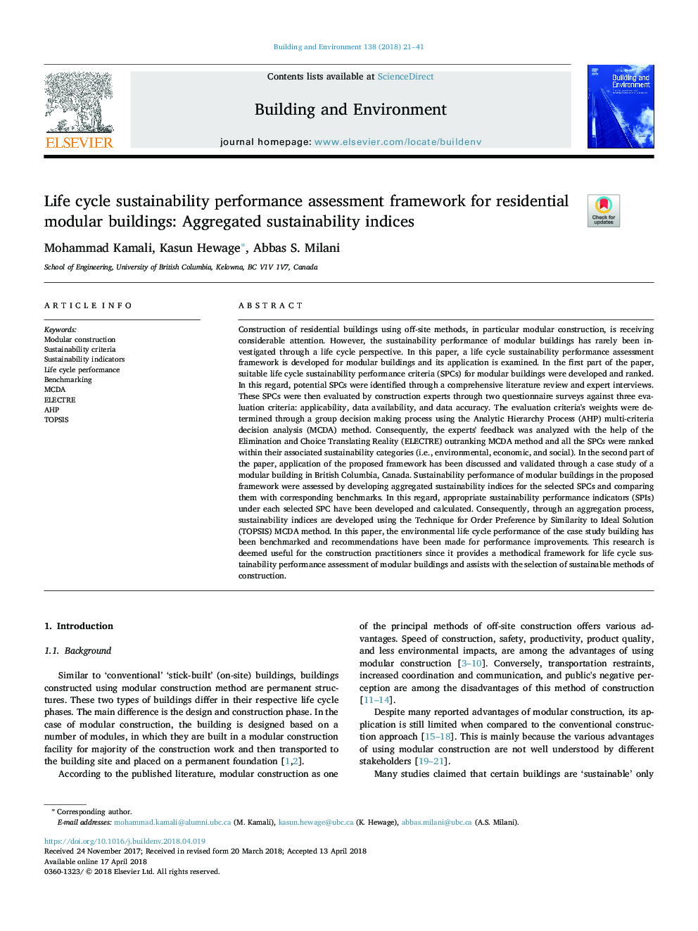 Life cycle sustainability performance assessment framework for residential modular buildings: Aggregated sustainability indices