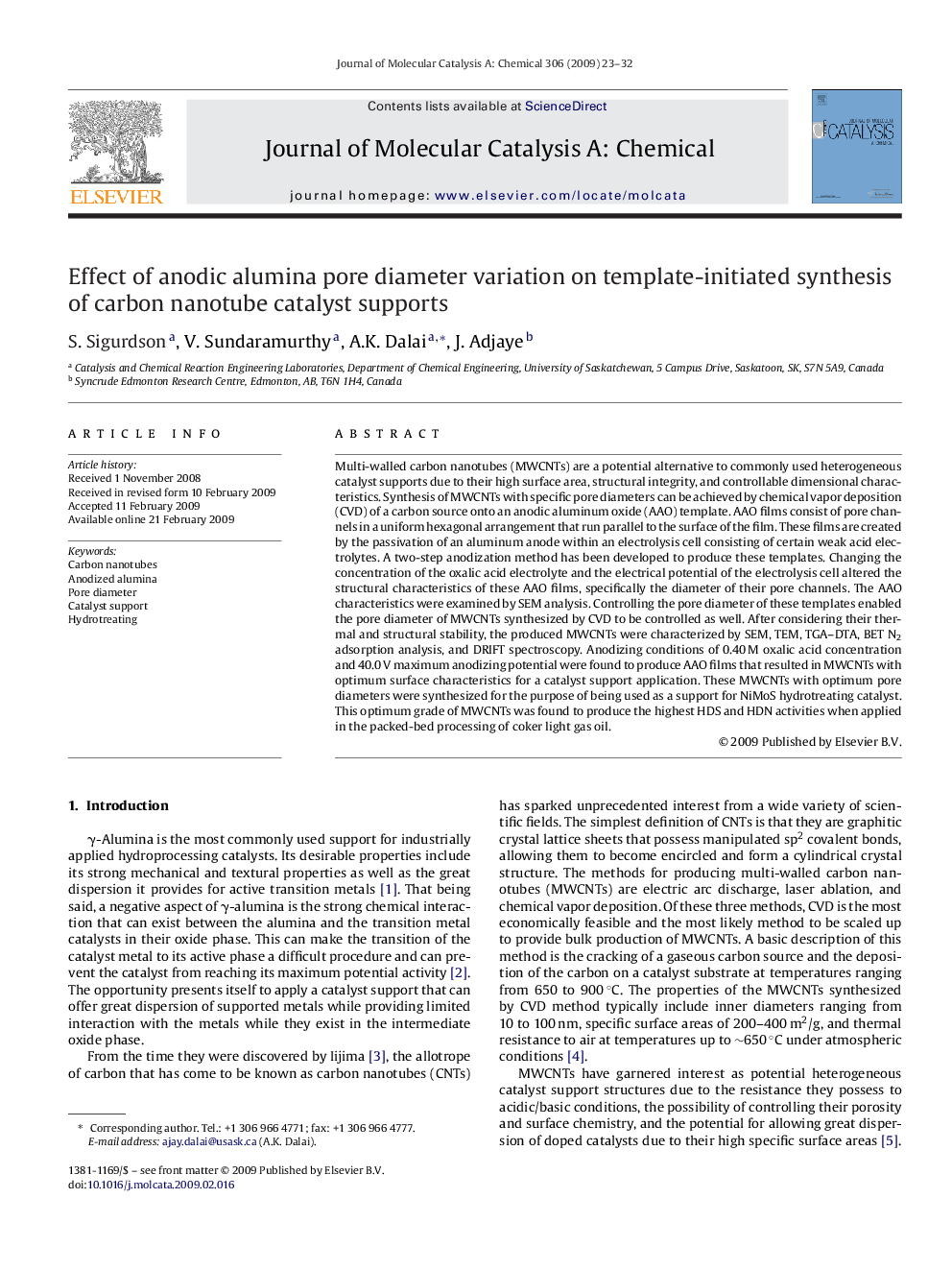 Effect of anodic alumina pore diameter variation on template-initiated synthesis of carbon nanotube catalyst supports