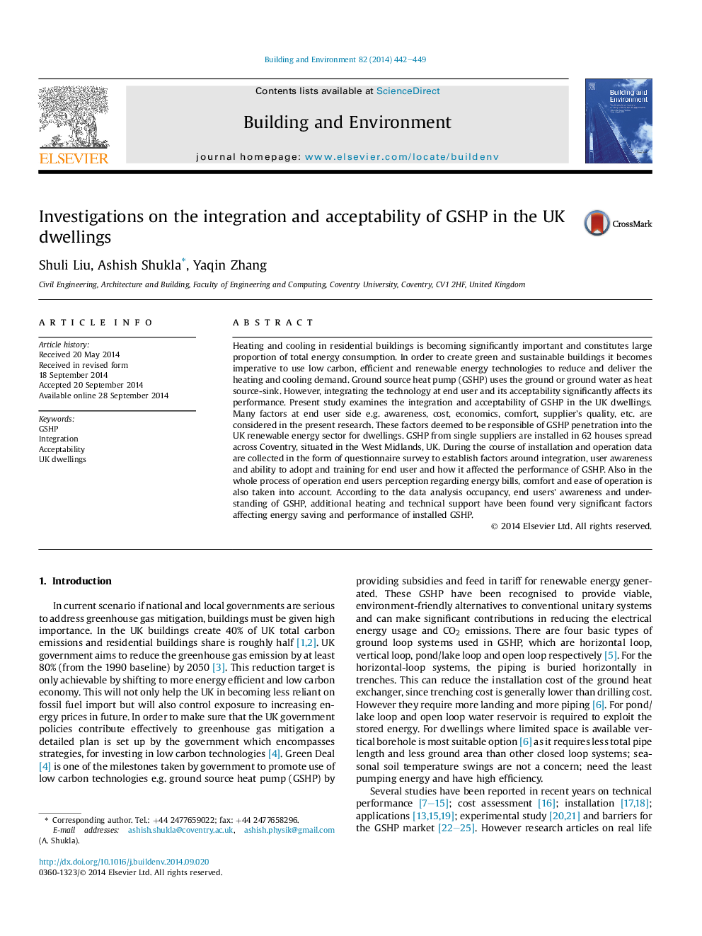 Investigations on the integration and acceptability of GSHP in the UK dwellings