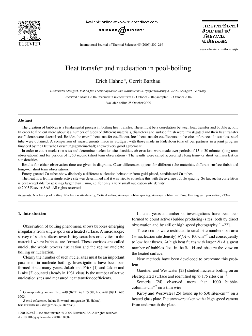 Heat transfer and nucleation in pool-boiling