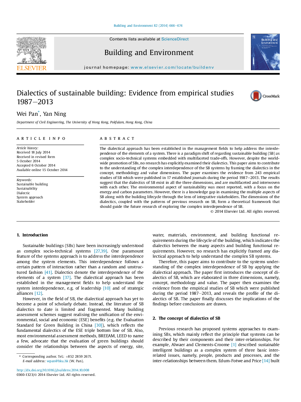 Dialectics of sustainable building: Evidence from empirical studies 1987-2013