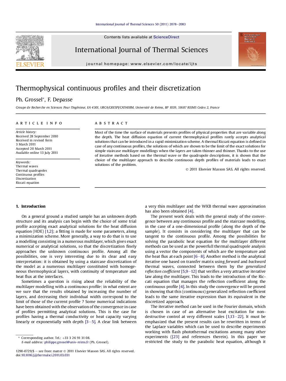 Thermophysical continuous profiles and their discretization