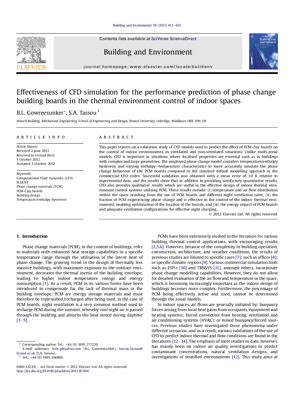 Effectiveness of CFD simulation for the performance prediction of phase change building boards in the thermal environment control of indoor spaces