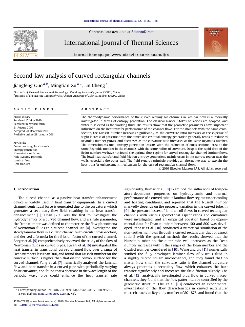 Second law analysis of curved rectangular channels