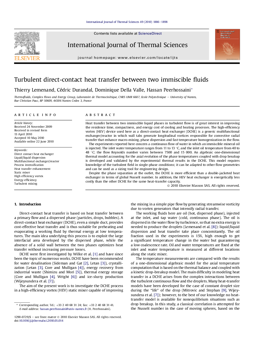 عکس صفحه اول مقاله: Turbulent direct-contact heat transfer between two immiscible fluids Turbulent direct-contact heat transfer between two immiscible fluids