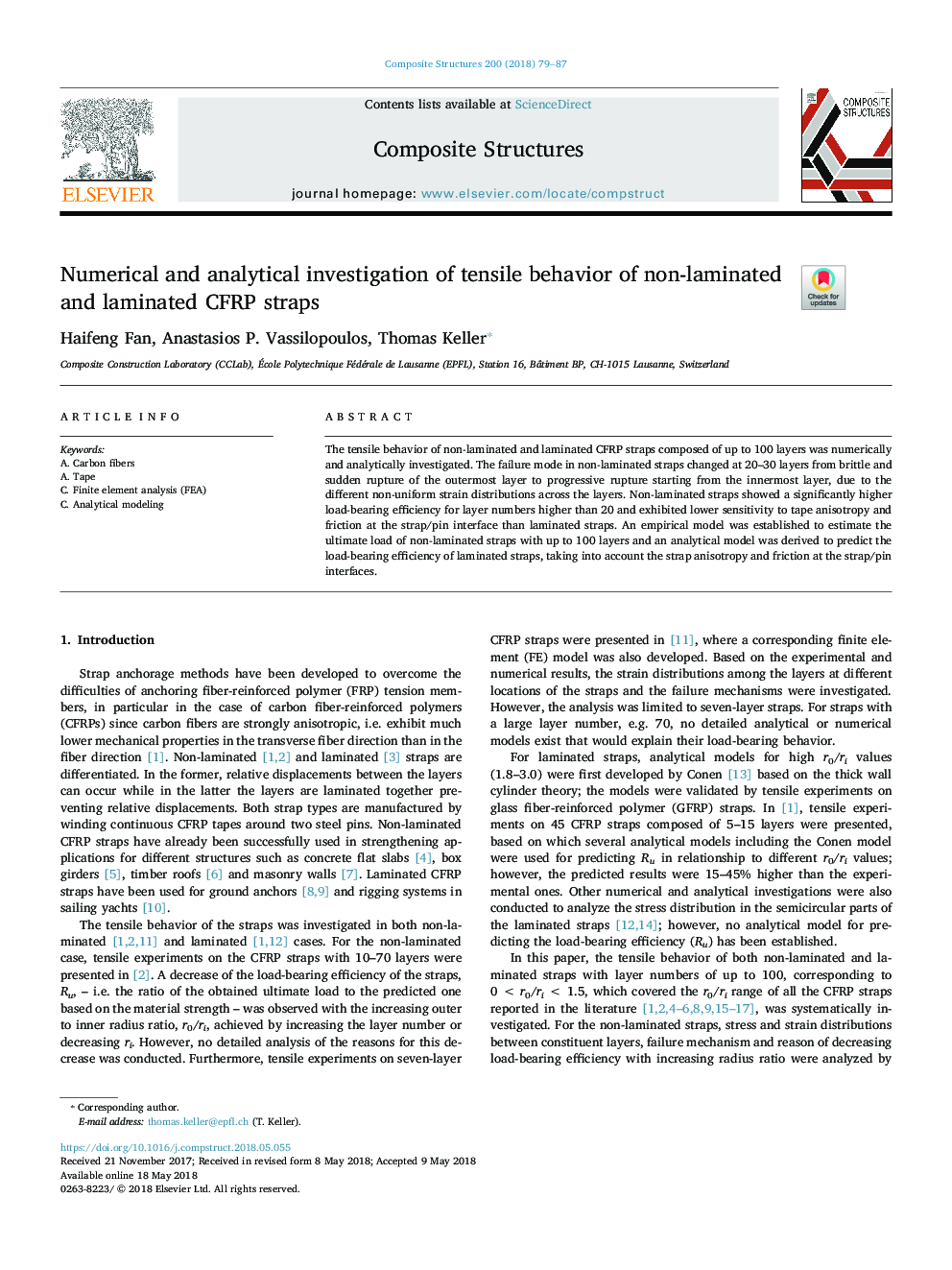 Numerical and analytical investigation of tensile behavior of non-laminated and laminated CFRP straps