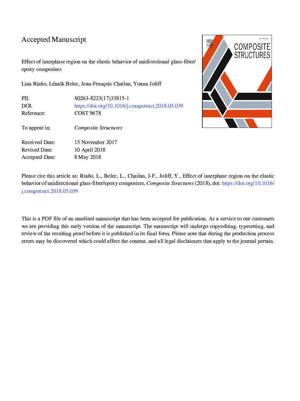 Effect of interphase region on the elastic behavior of unidirectional glass-fiber/epoxy composites