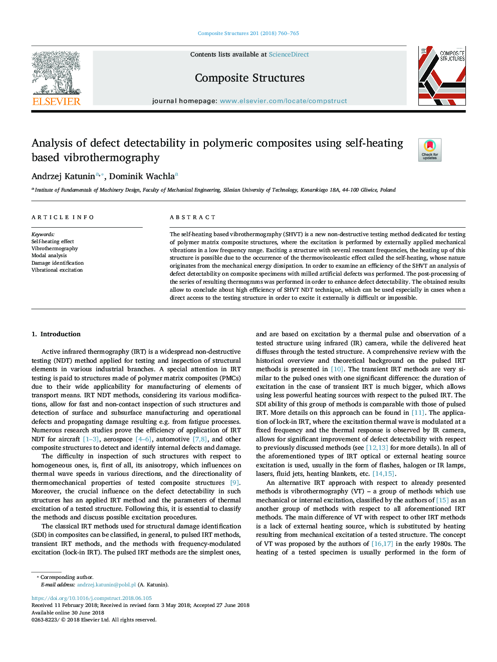 Analysis of defect detectability in polymeric composites using self-heating based vibrothermography