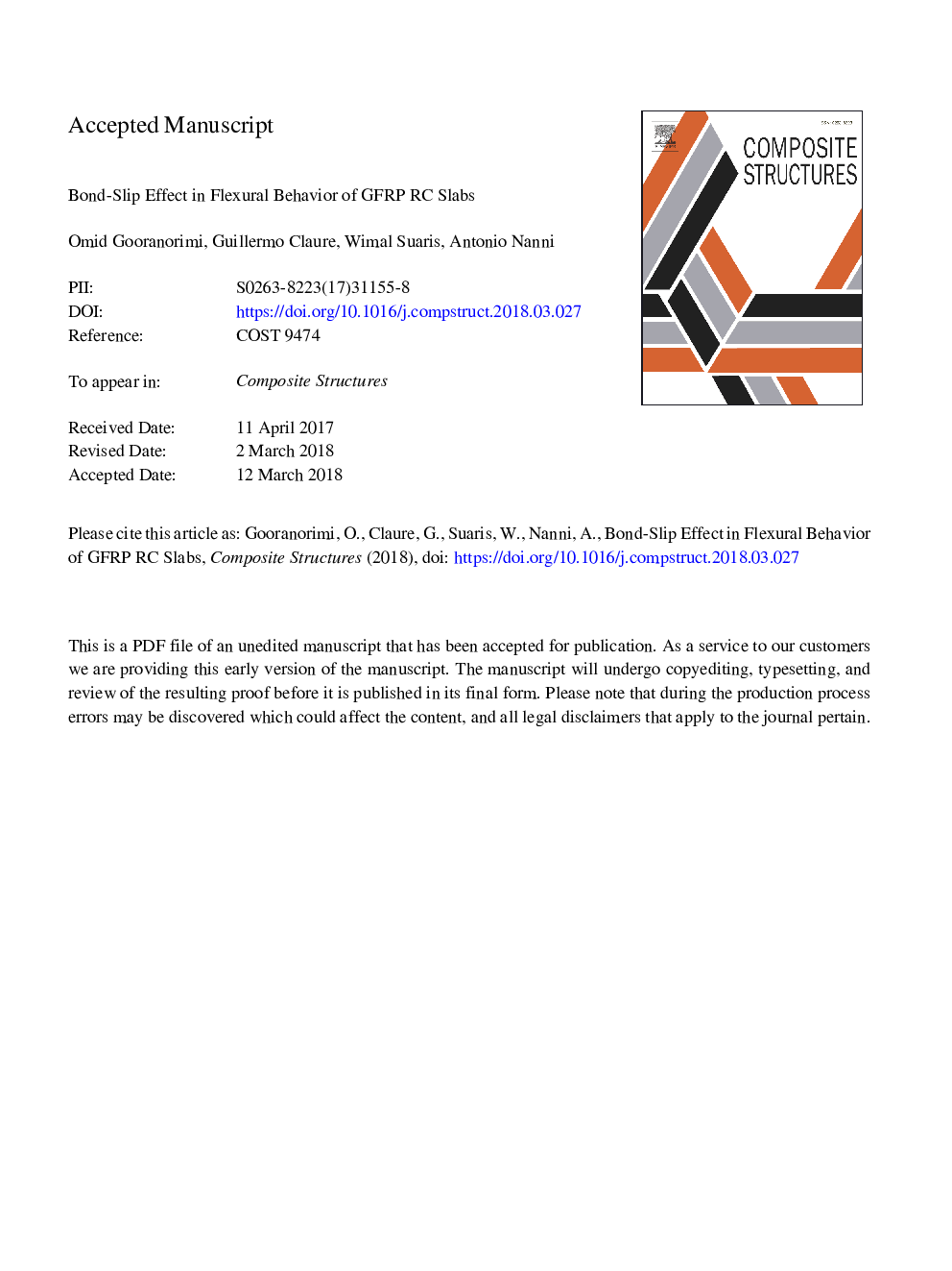 Bond-slip effect in flexural behavior of GFRP RC slabs