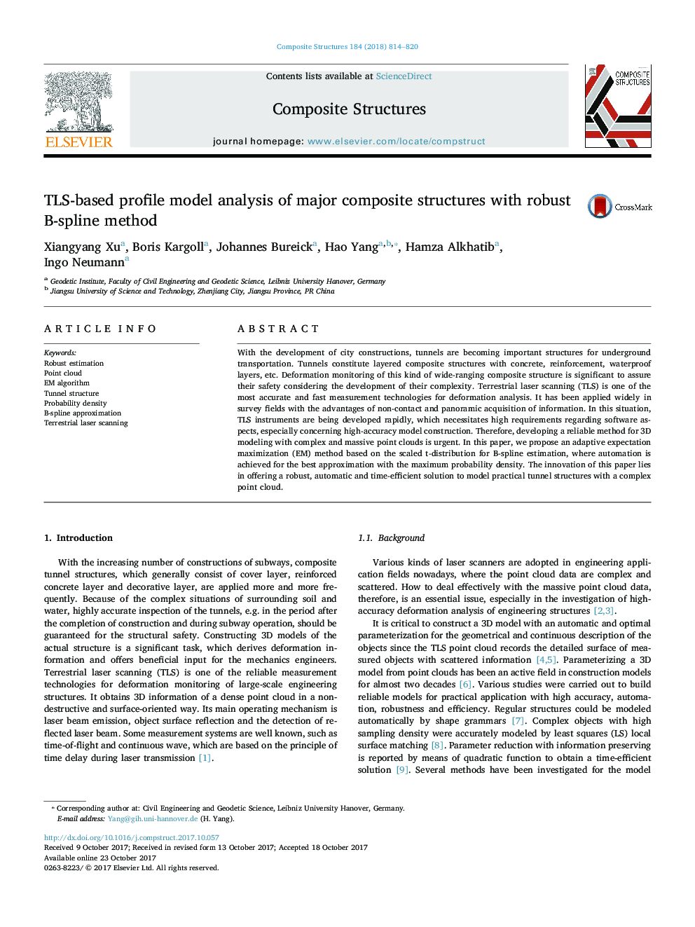 TLS-based profile model analysis of major composite structures with robust B-spline method