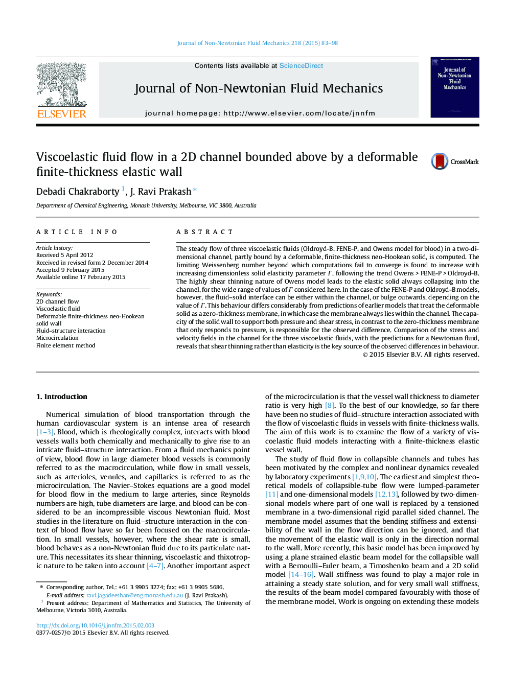 Viscoelastic fluid flow in a 2D channel bounded above by a deformable finite-thickness elastic wall