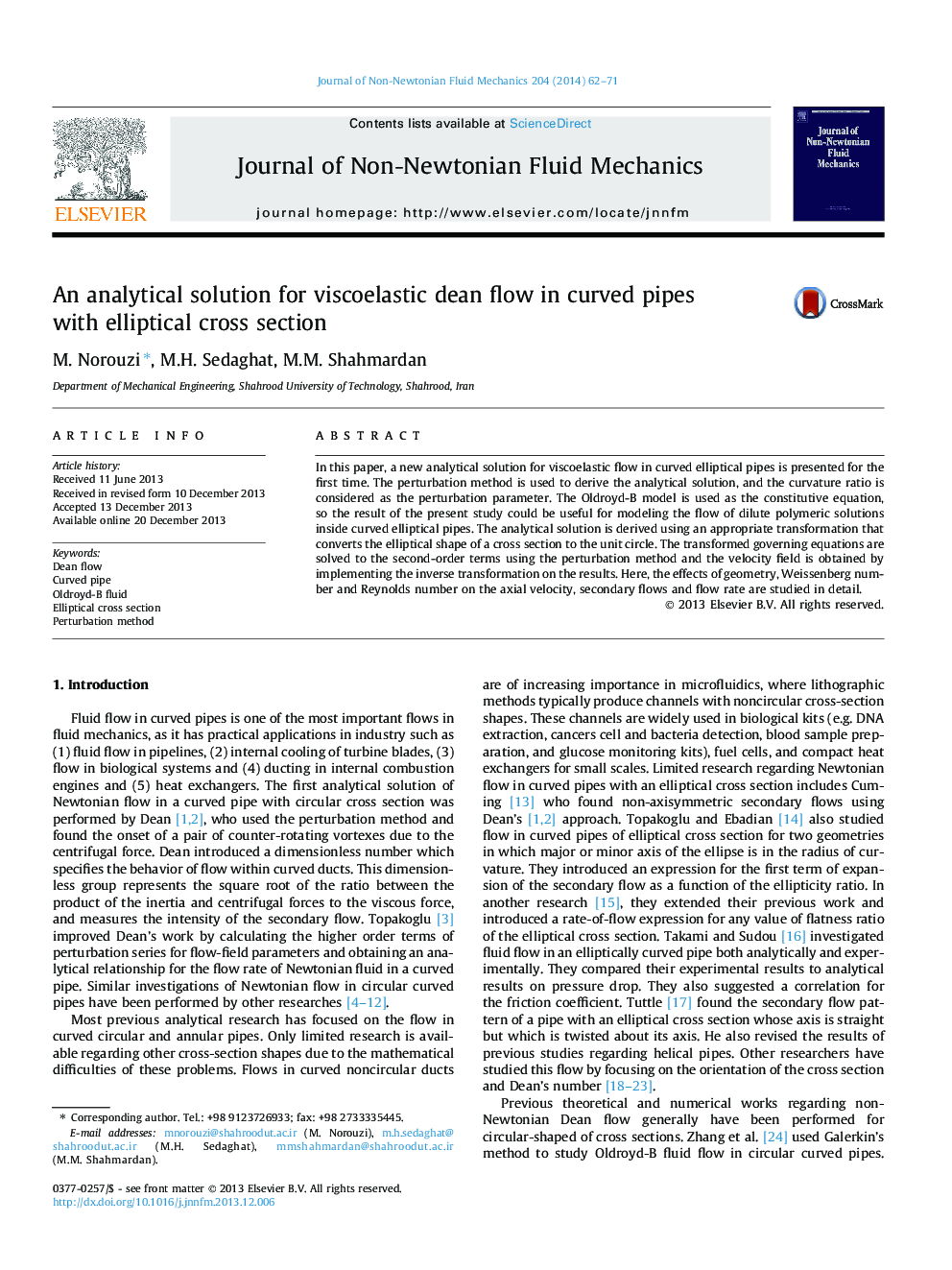 An analytical solution for viscoelastic dean flow in curved pipes with elliptical cross section