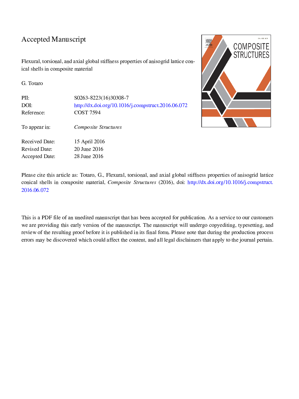 Flexural, torsional, and axial global stiffness properties of anisogrid lattice conical shells in composite material
