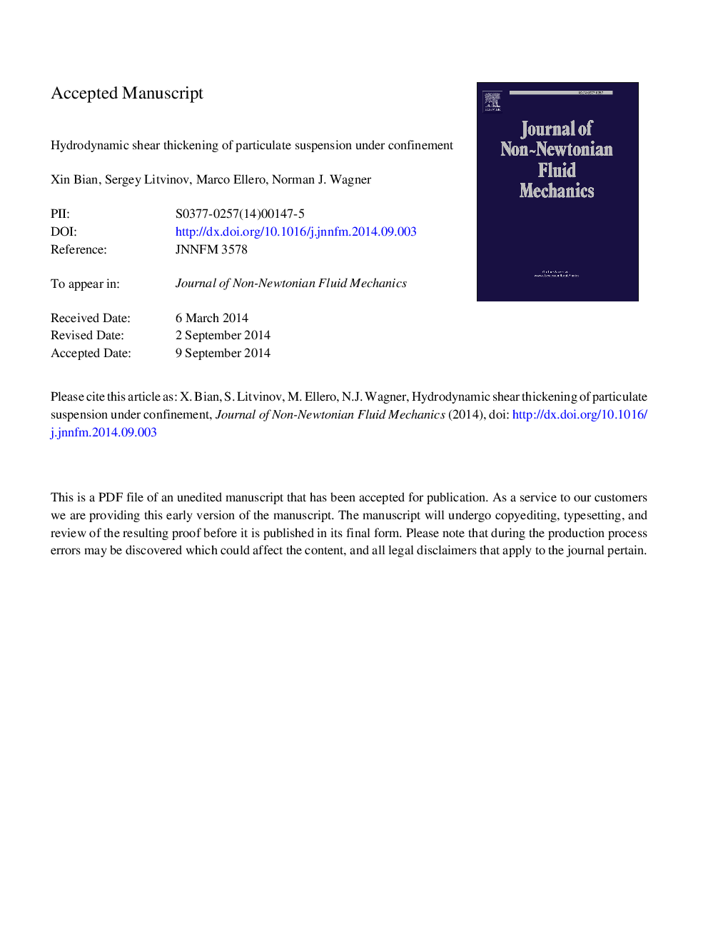 Hydrodynamic shear thickening of particulate suspension under confinement