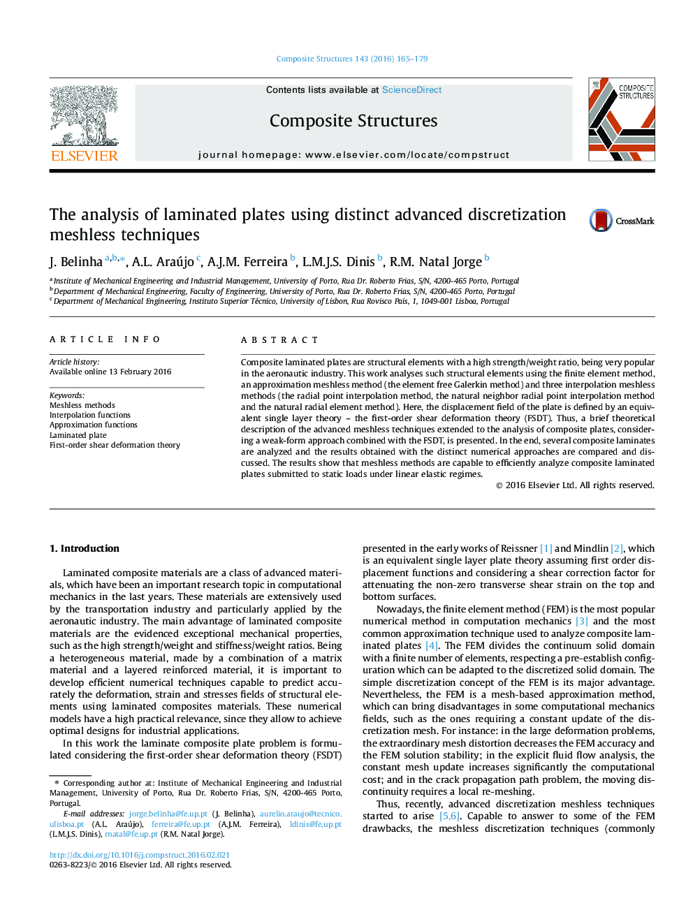 The analysis of laminated plates using distinct advanced discretization meshless techniques