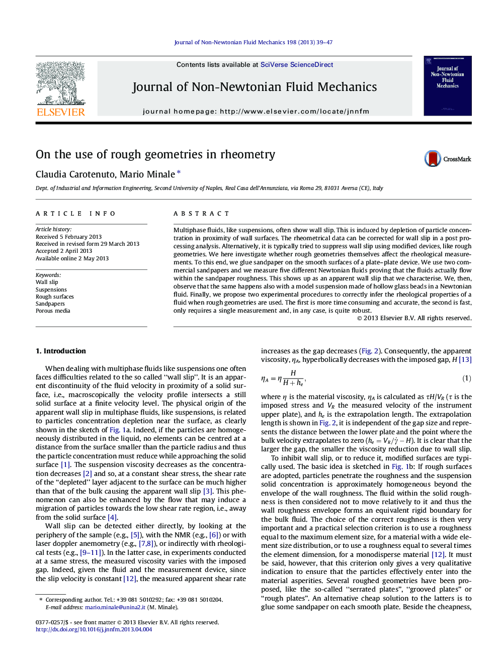 On the use of rough geometries in rheometry