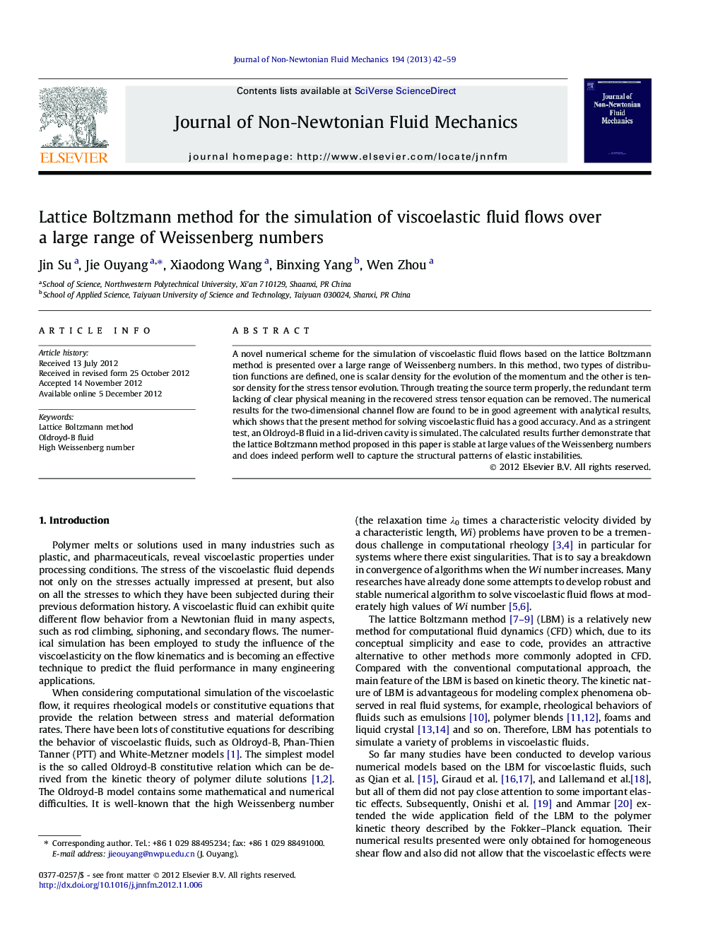 Lattice Boltzmann method for the simulation of viscoelastic fluid flows over a large range of Weissenberg numbers