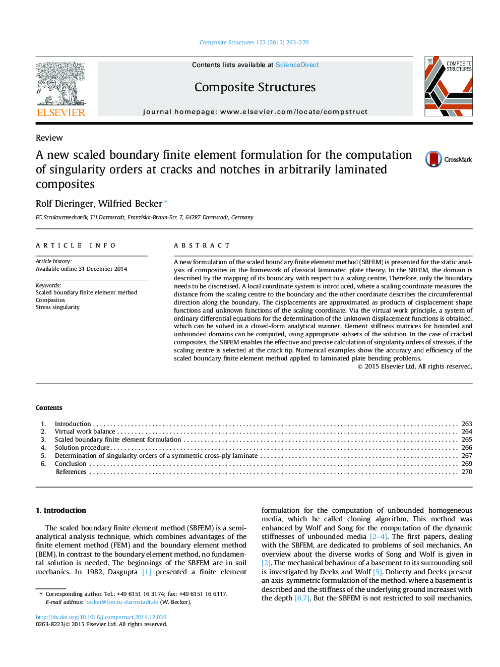 A new scaled boundary finite element formulation for the computation of singularity orders at cracks and notches in arbitrarily laminated composites