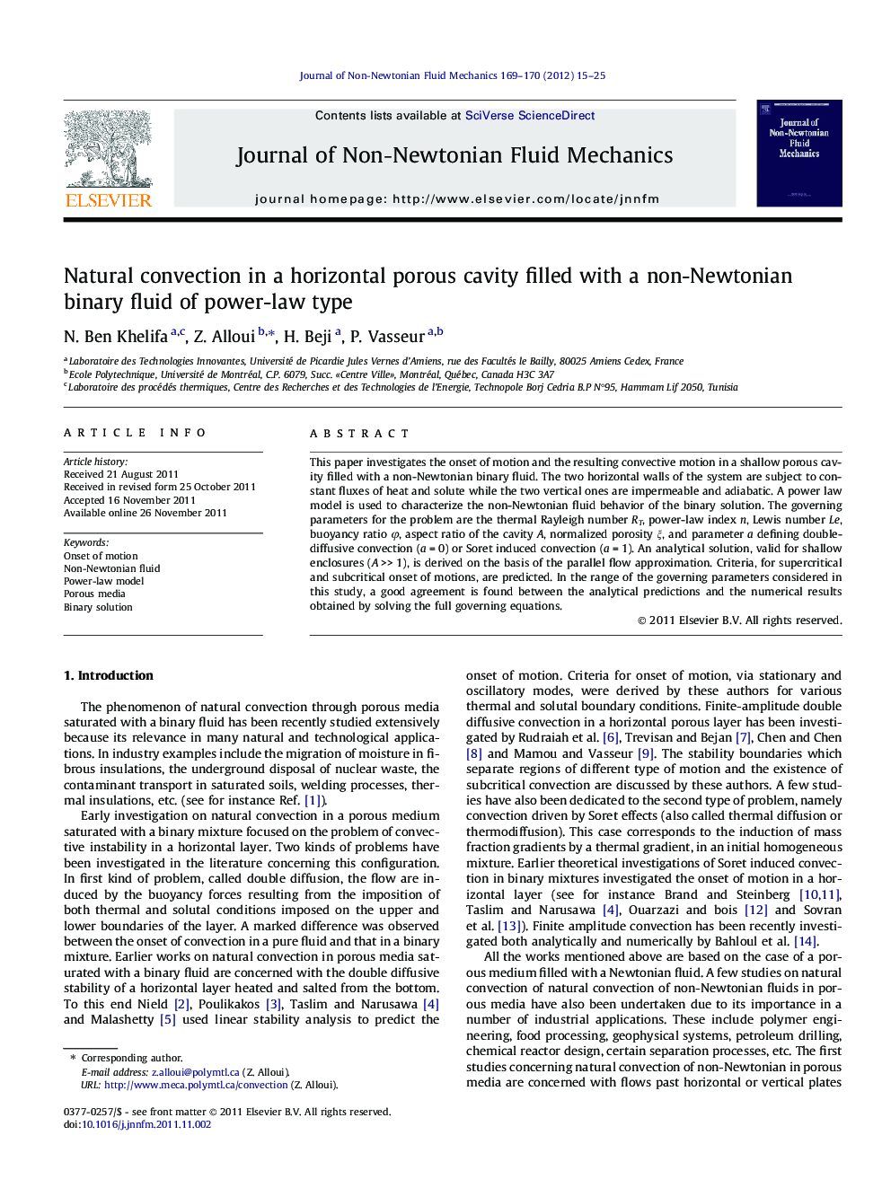 Natural convection in a horizontal porous cavity filled with a non-Newtonian binary fluid of power-law type