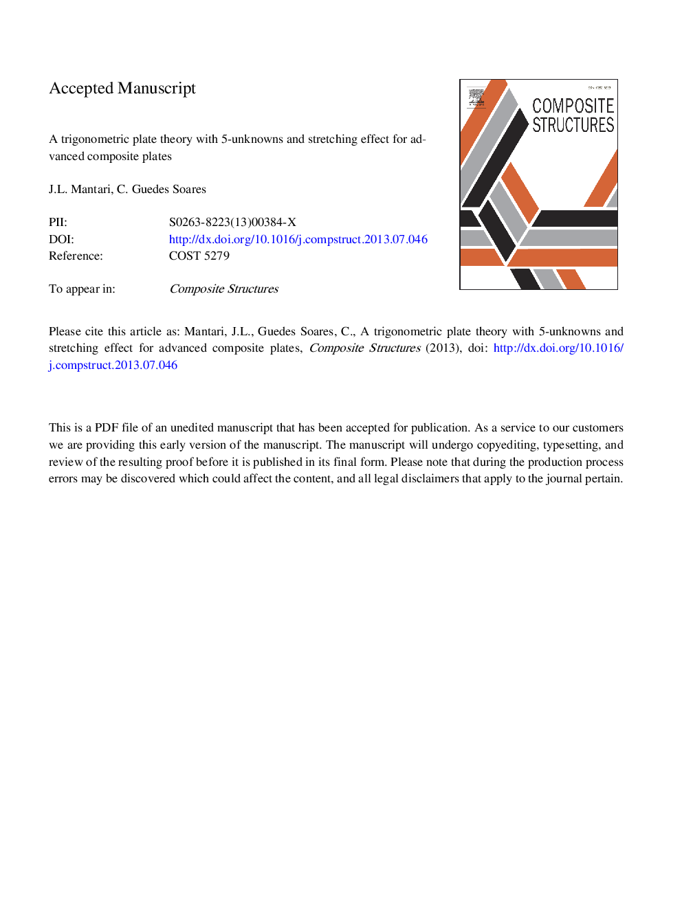 A trigonometric plate theory with 5-unknowns and stretching effect for advanced composite plates