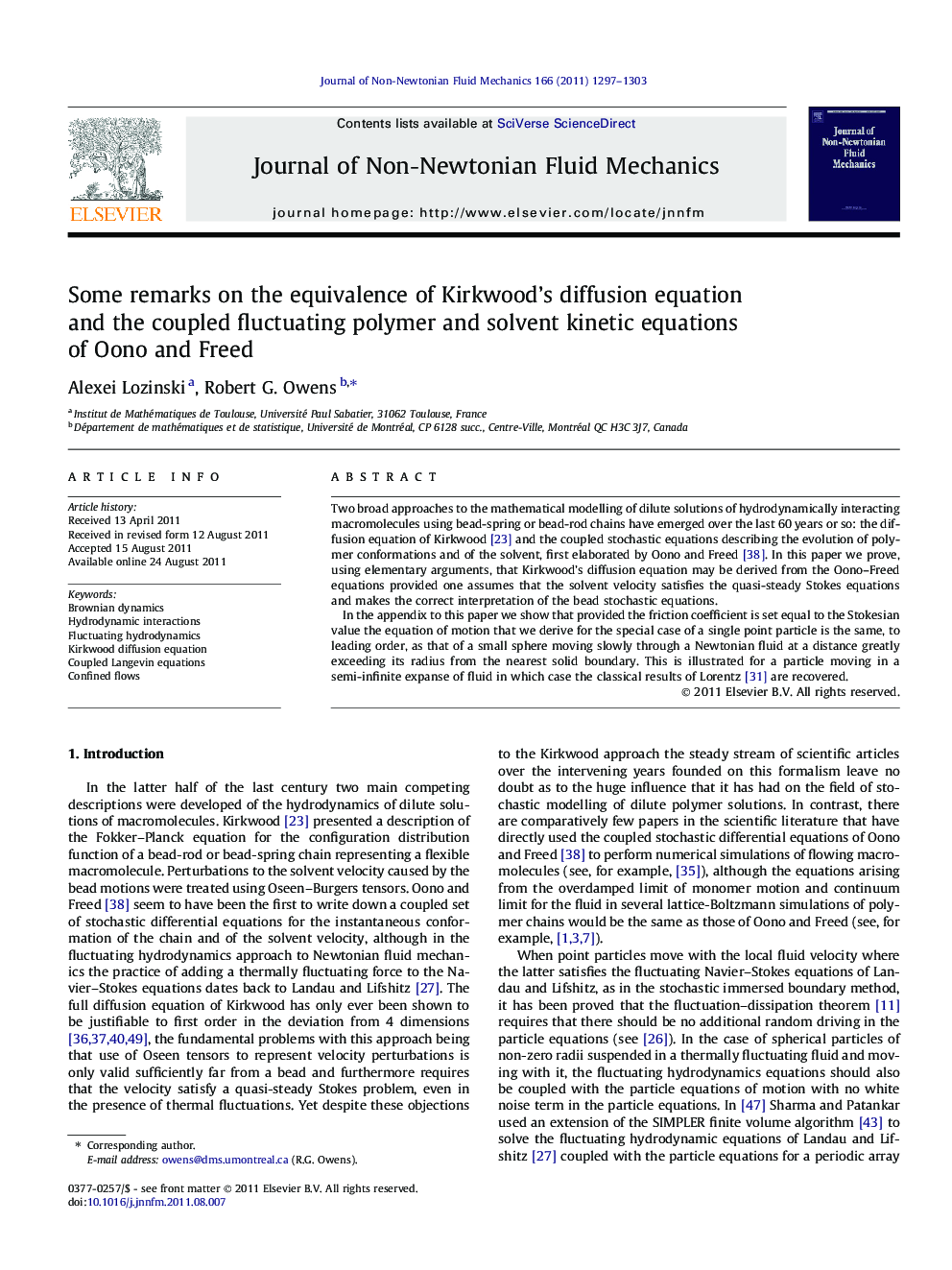 Some remarks on the equivalence of Kirkwood’s diffusion equation and the coupled fluctuating polymer and solvent kinetic equations of Oono and Freed