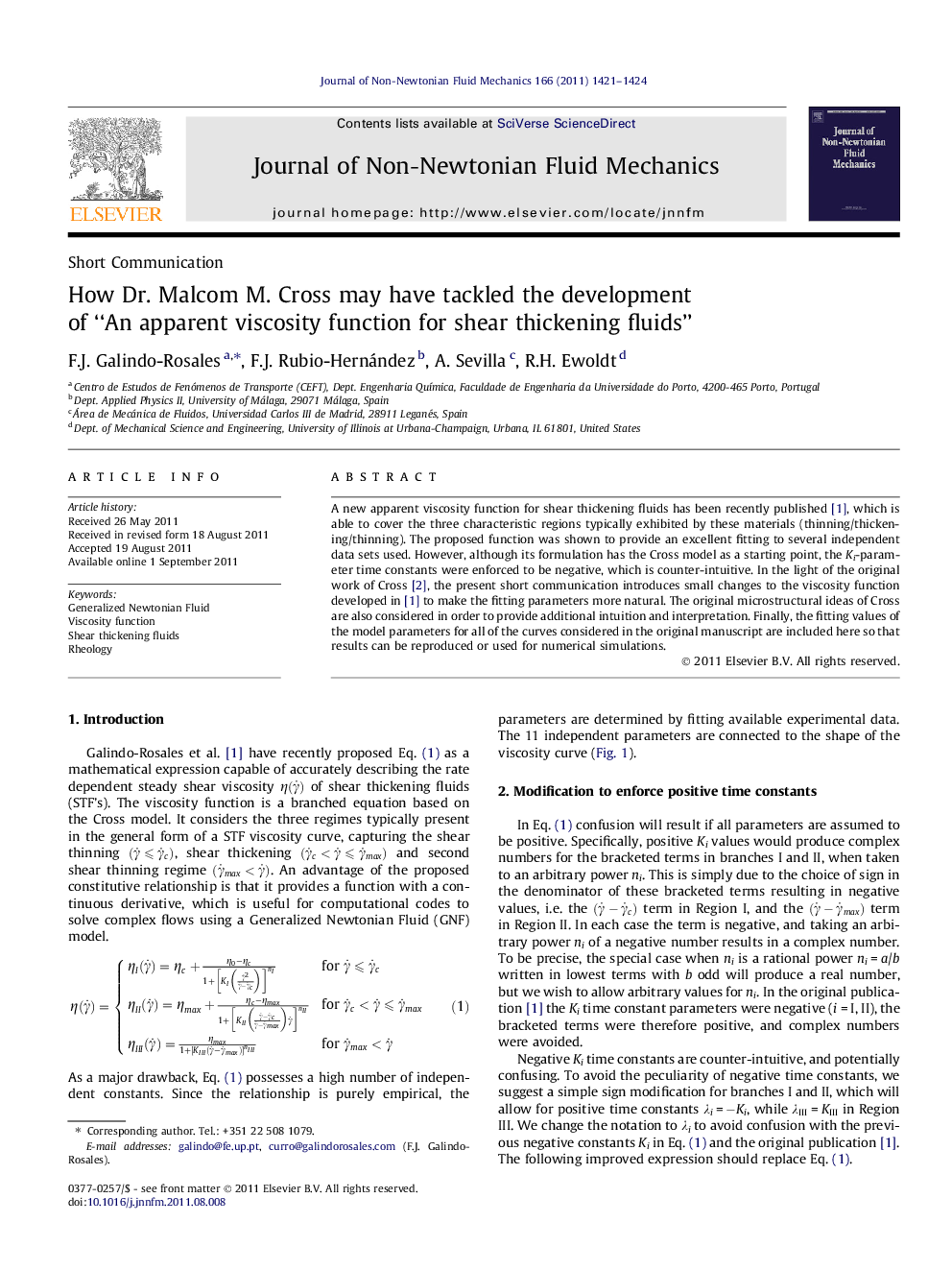 How Dr. Malcom M. Cross may have tackled the development of “An apparent viscosity function for shear thickening fluids”