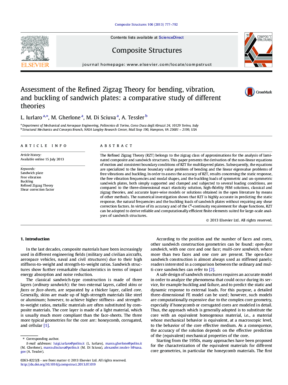 Assessment of the Refined Zigzag Theory for bending, vibration, and buckling of sandwich plates: a comparative study of different theories