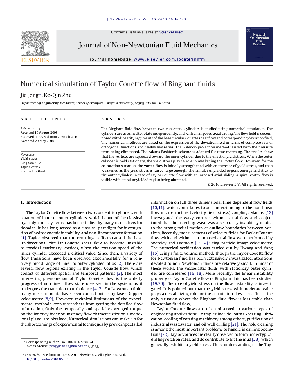 Numerical simulation of Taylor Couette flow of Bingham fluids