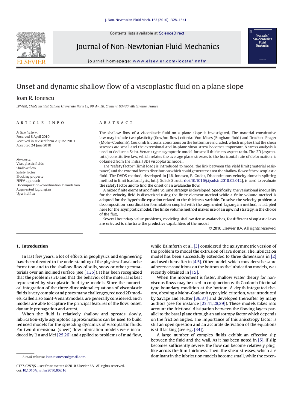 Onset and dynamic shallow flow of a viscoplastic fluid on a plane slope