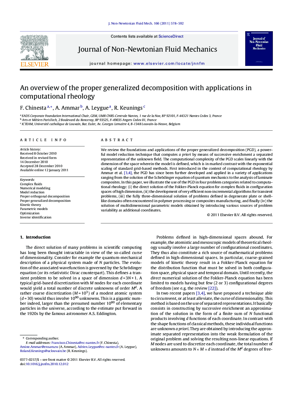 An overview of the proper generalized decomposition with applications in computational rheology