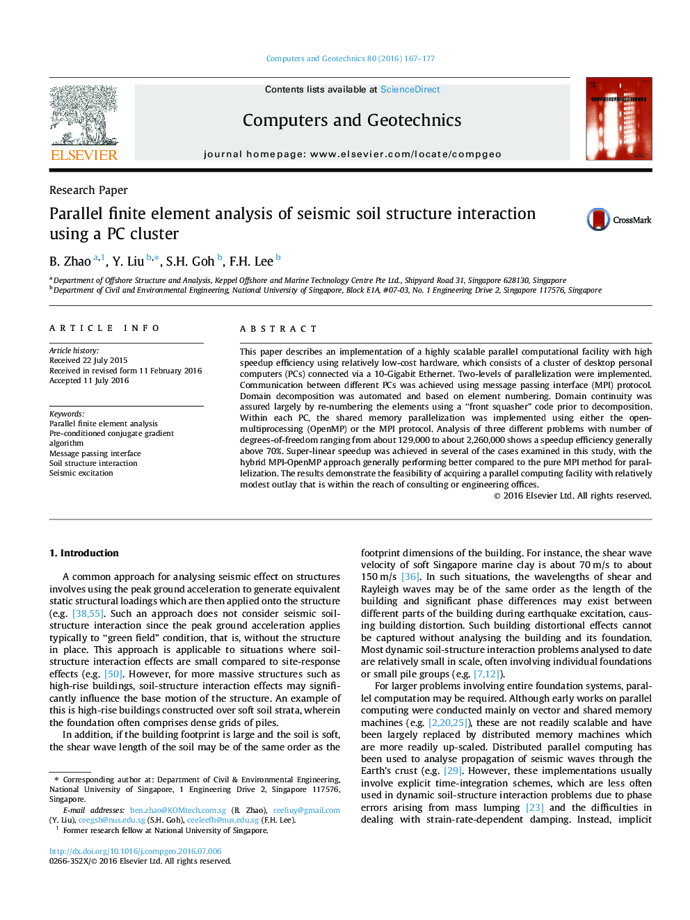 Parallel finite element analysis of seismic soil structure interaction using a PC cluster