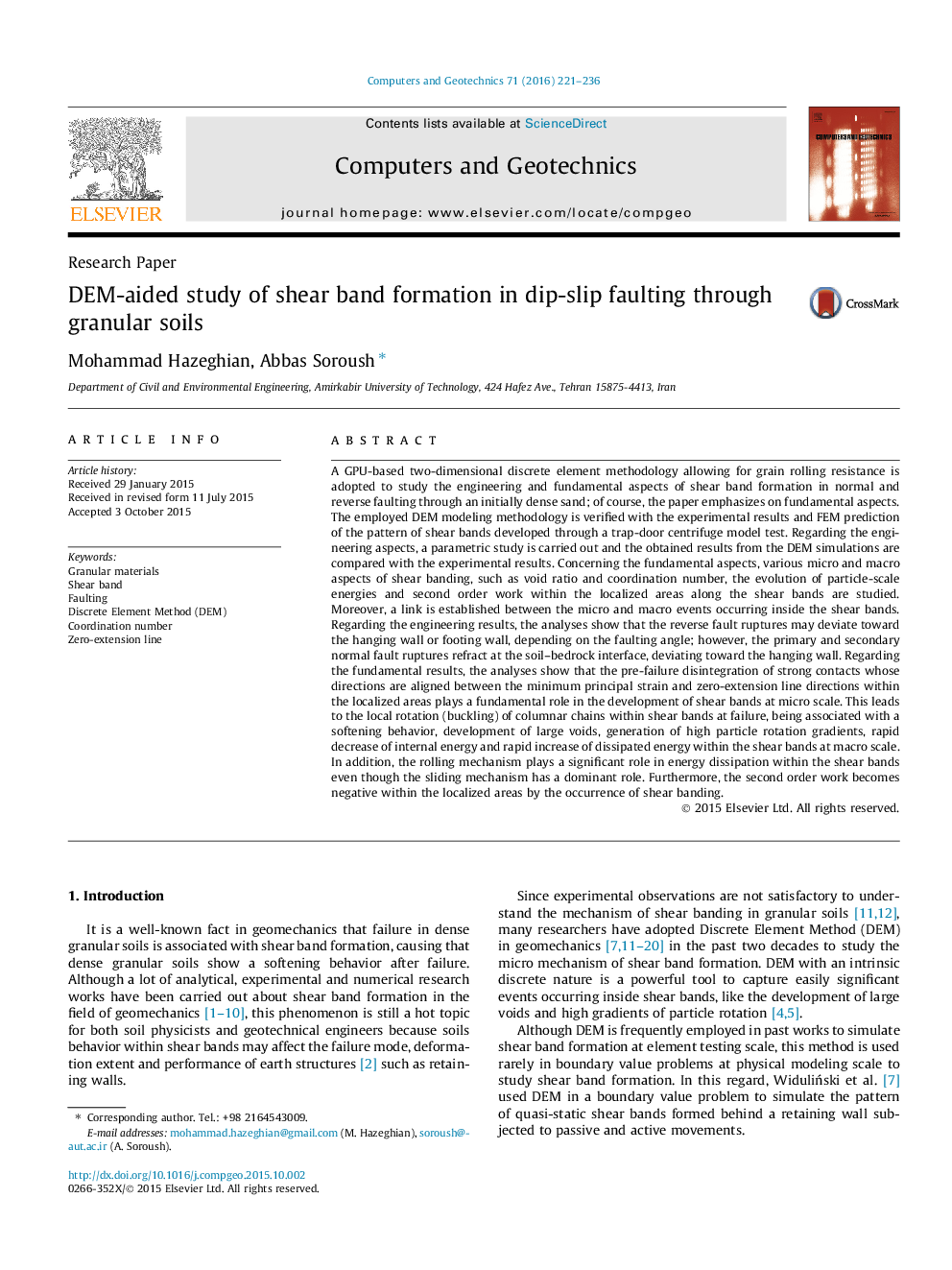 DEM-aided study of shear band formation in dip-slip faulting through granular soils