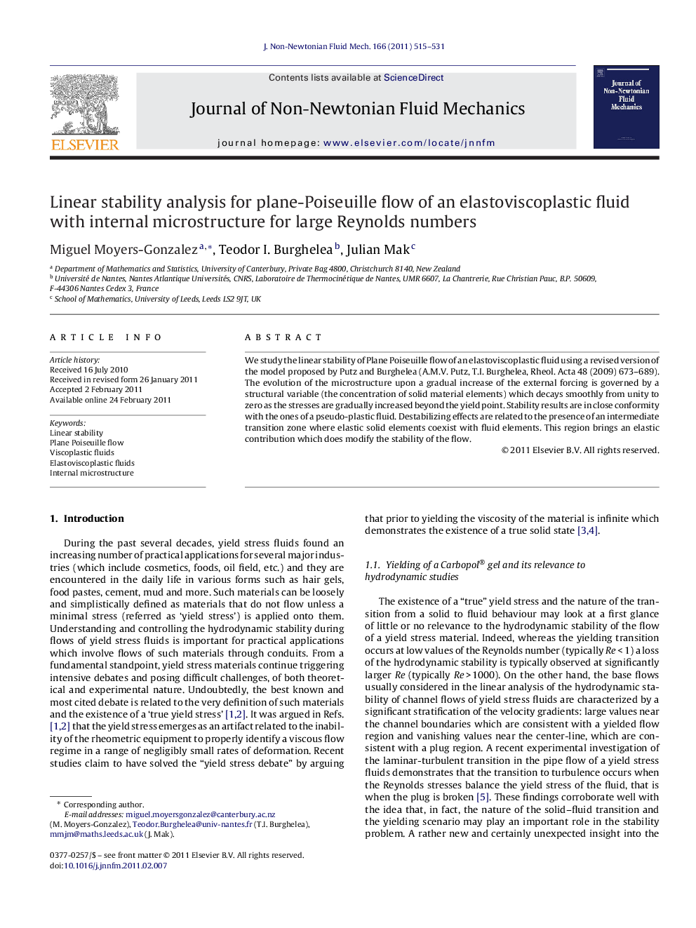 Linear stability analysis for plane-Poiseuille flow of an elastoviscoplastic fluid with internal microstructure for large Reynolds numbers