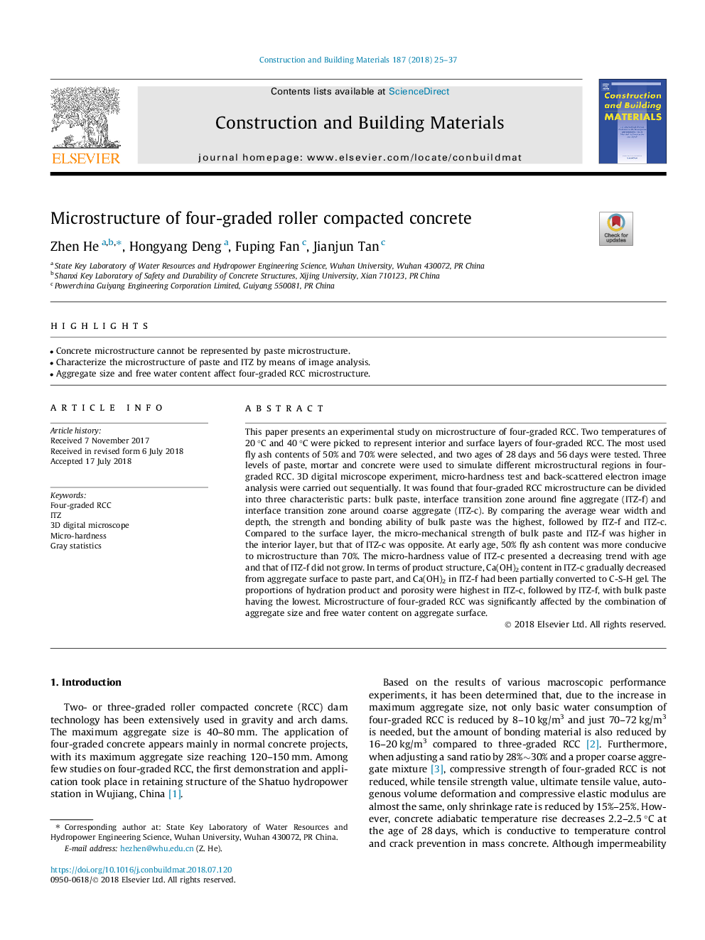 Microstructure of four-graded roller compacted concrete