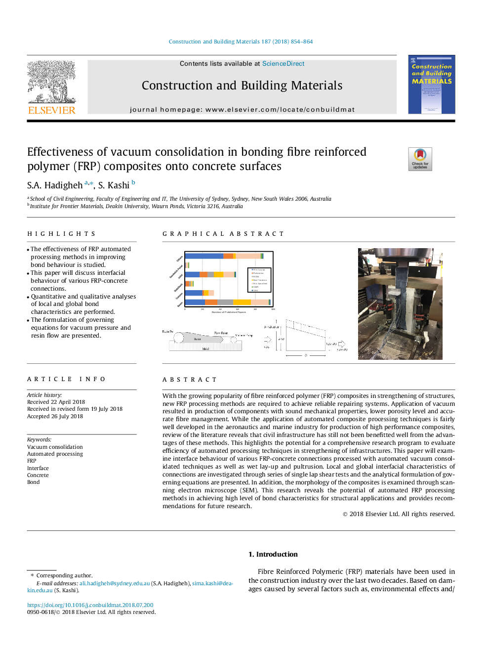 Effectiveness of vacuum consolidation in bonding fibre reinforced polymer (FRP) composites onto concrete surfaces