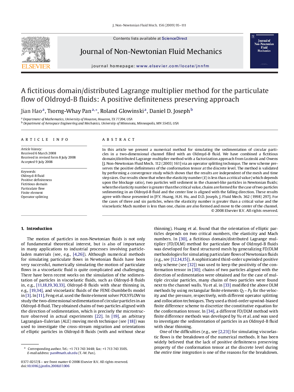 A fictitious domain/distributed Lagrange multiplier method for the particulate flow of Oldroyd-B fluids: A positive definiteness preserving approach