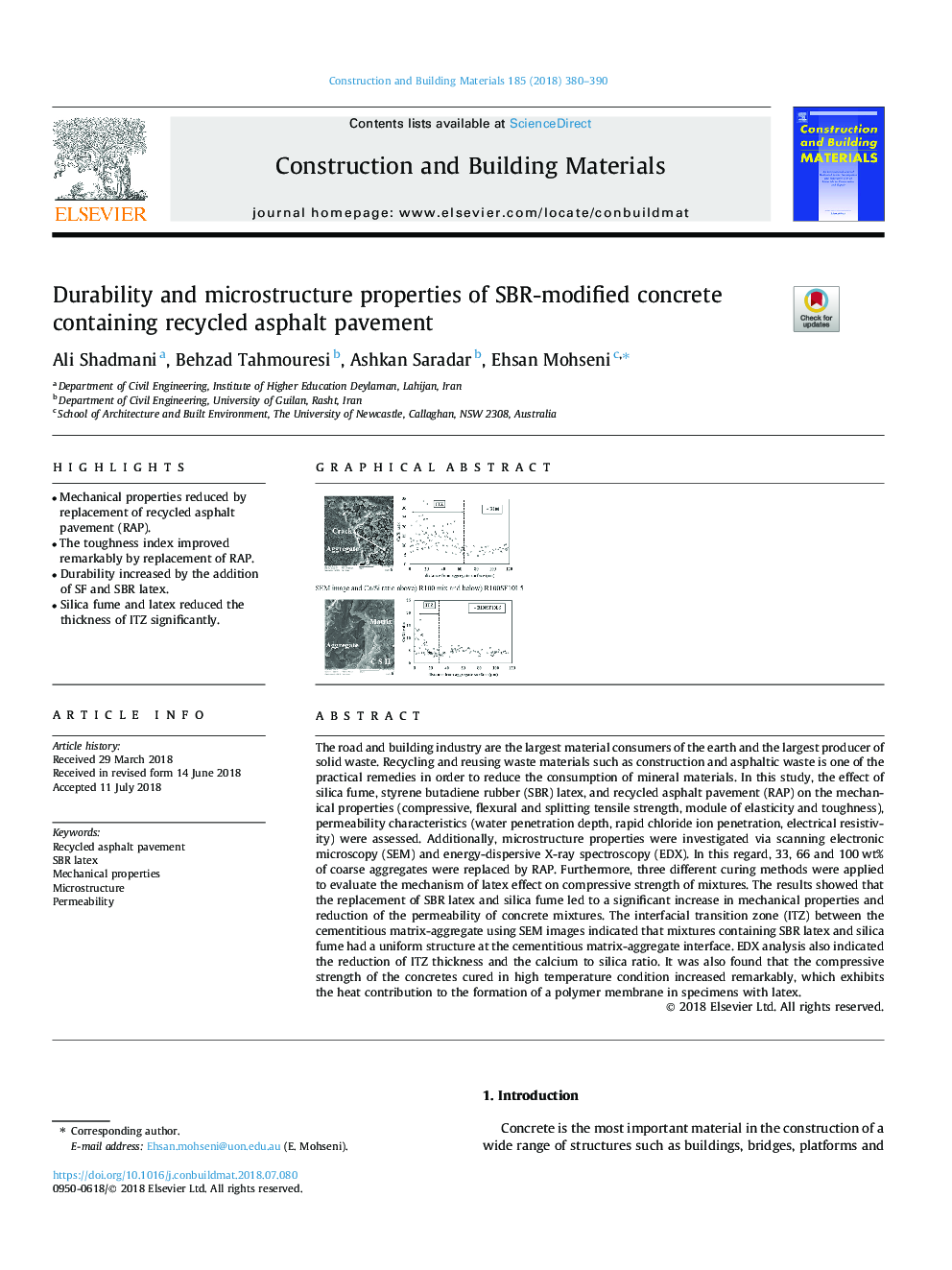 Durability and microstructure properties of SBR-modified concrete containing recycled asphalt pavement