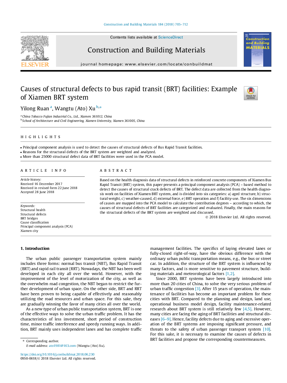 Causes of structural defects to bus rapid transit (BRT) facilities: Example of Xiamen BRT system