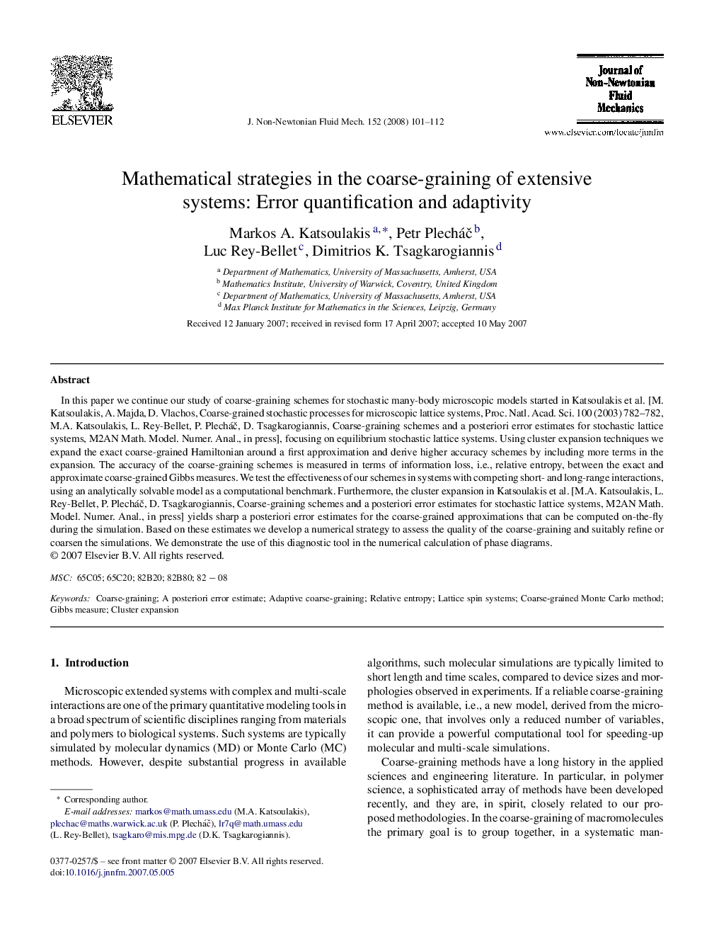 Mathematical strategies in the coarse-graining of extensive systems: Error quantification and adaptivity