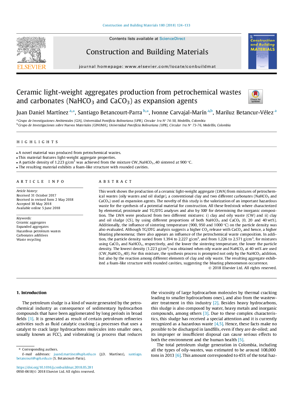 Ceramic light-weight aggregates production from petrochemical wastes and carbonates (NaHCO3 and CaCO3) as expansion agents