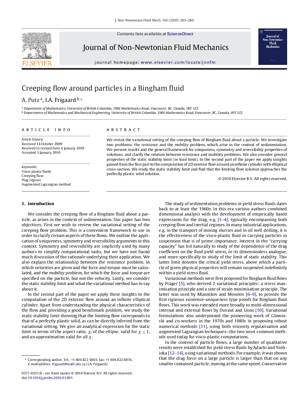 Creeping flow around particles in a Bingham fluid