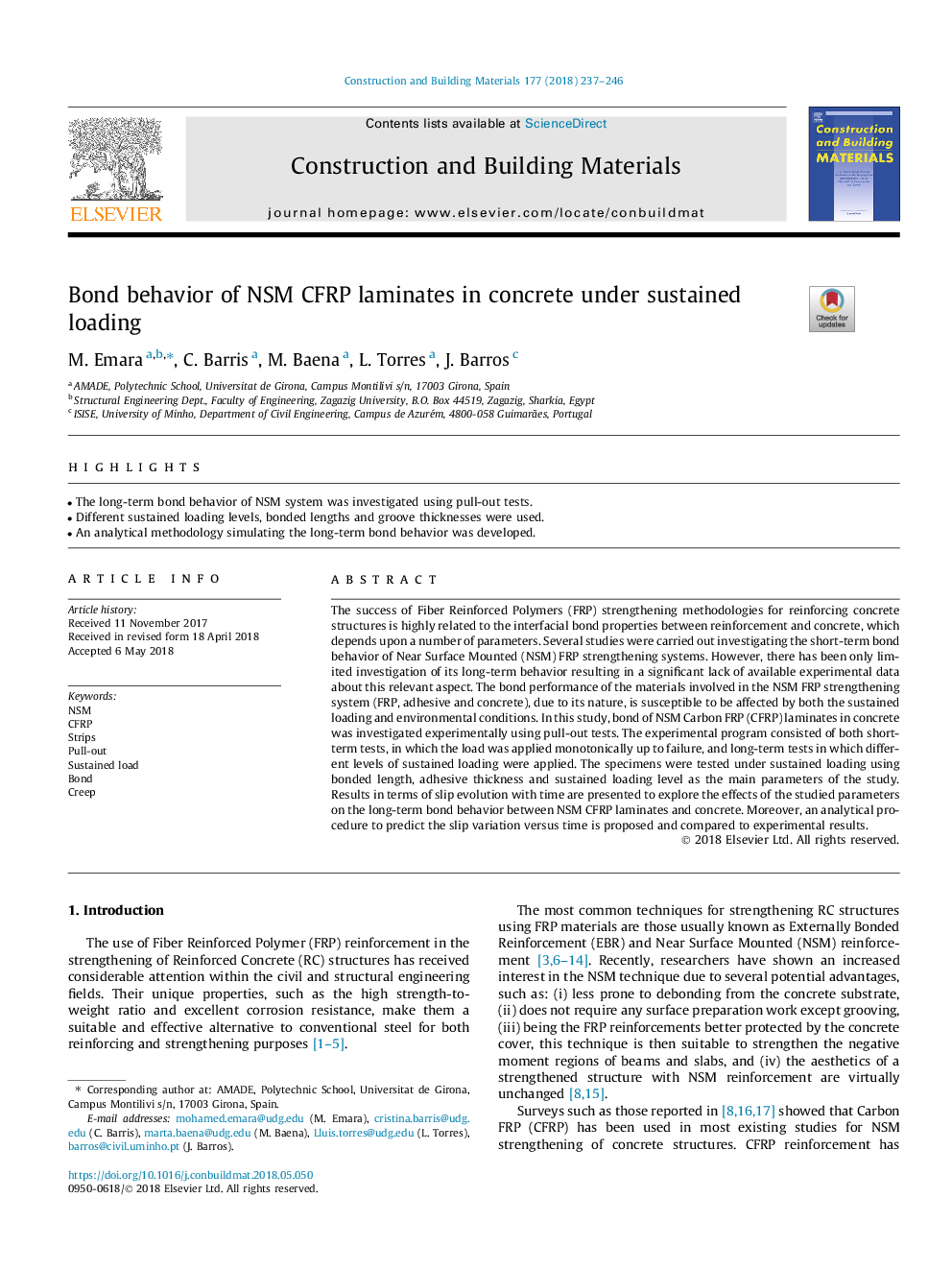 Bond behavior of NSM CFRP laminates in concrete under sustained loading