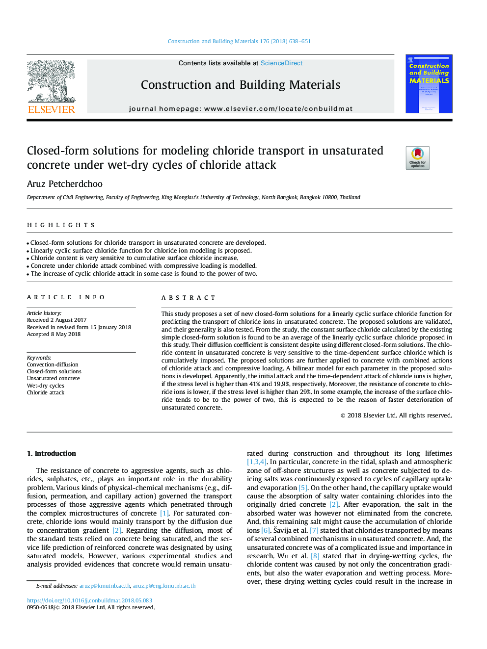 Closed-form solutions for modeling chloride transport in unsaturated concrete under wet-dry cycles of chloride attack