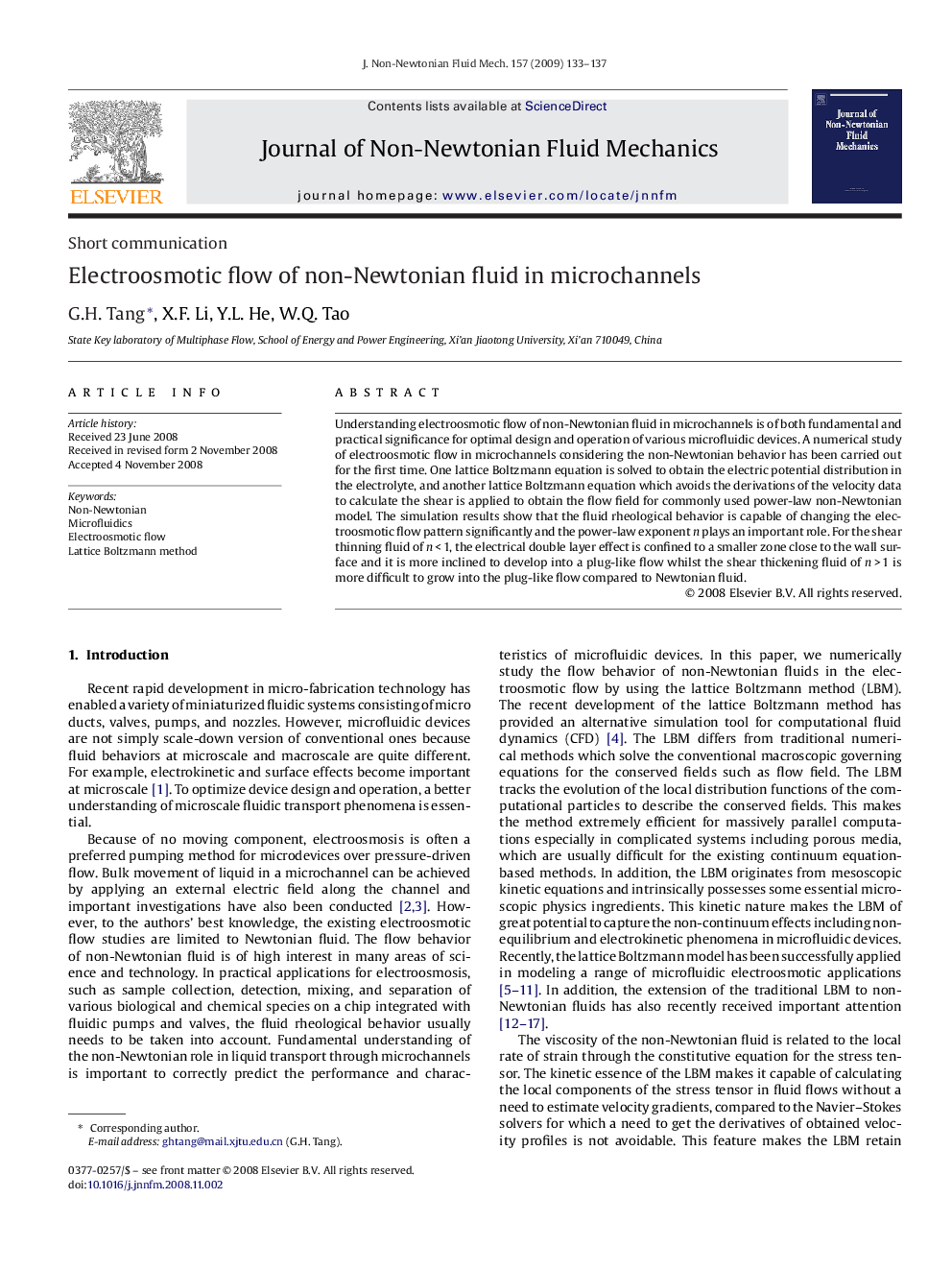 Electroosmotic flow of non-Newtonian fluid in microchannels