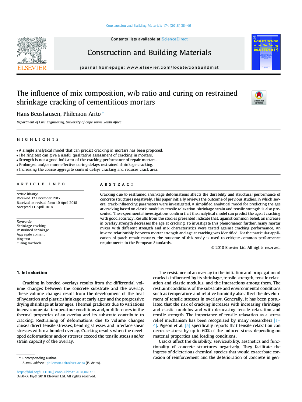 The influence of mix composition, w/b ratio and curing on restrained shrinkage cracking of cementitious mortars